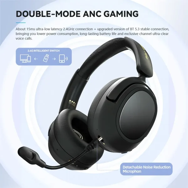 Dual-Mode 2.4G Wireless Gaming Headset with 42dB ANC & 100-Hour Battery Life