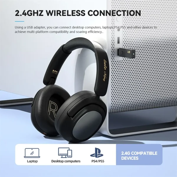 Dual-Mode 2.4G Wireless Gaming Headset with 42dB ANC & 100-Hour Battery Life