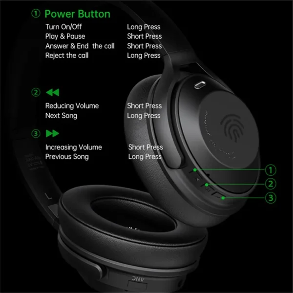 Foldable Wireless Headphones - Over-Ear Bluetooth Gaming Headset