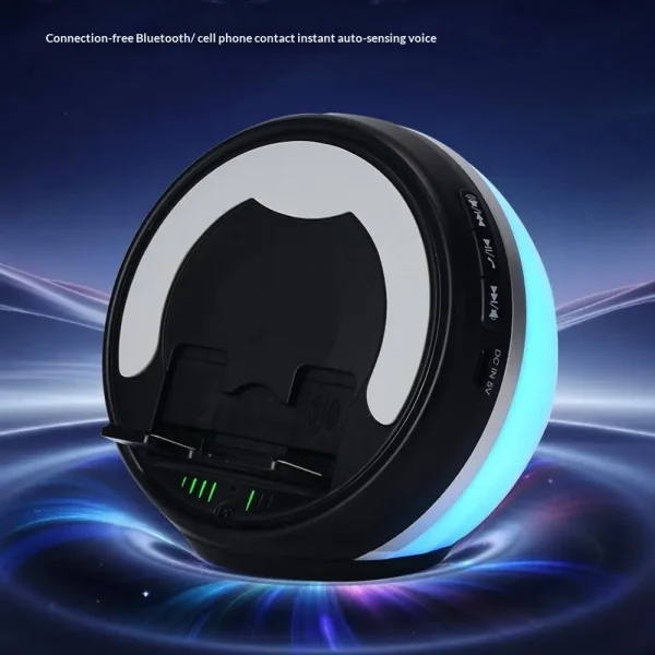 Bluetooth Speaker with Phone Stand (5) Portable Bluetooth Speaker with Phone Stand & Rhythm RGB Ambient Light