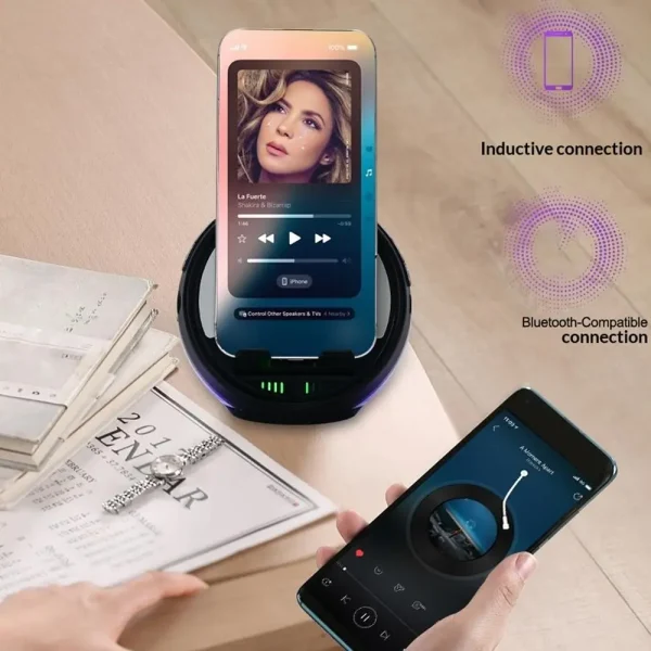 Bluetooth Speaker with Phone Stand (6) Portable Bluetooth Speaker with Phone Stand & Rhythm RGB Ambient Light