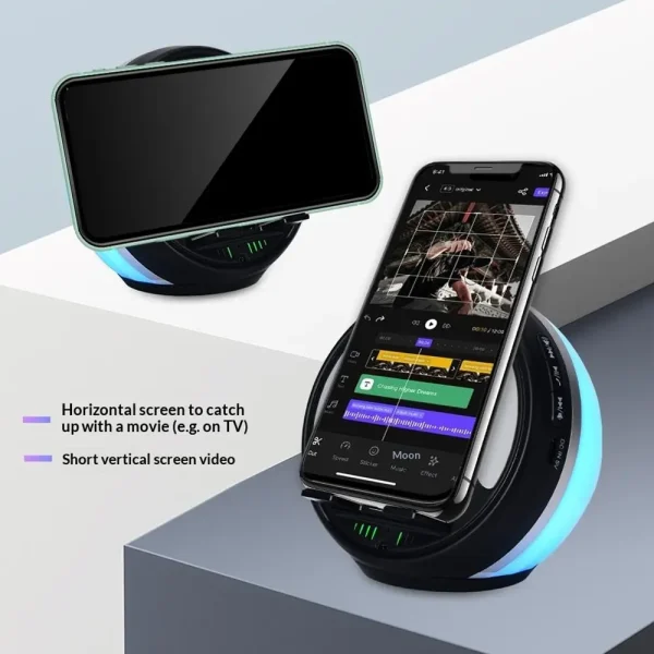 Bluetooth Speaker with Phone Stand (7) Portable Bluetooth Speaker with Phone Stand & Rhythm RGB Ambient Light