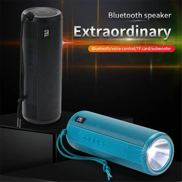 Portable Outdoor Wireless Speaker with 300m LED Flashlight & TWS Stereo Bass