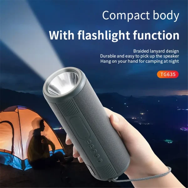 Portable Outdoor Wireless Speaker with 300m LED Flashlight & TWS Stereo Bass