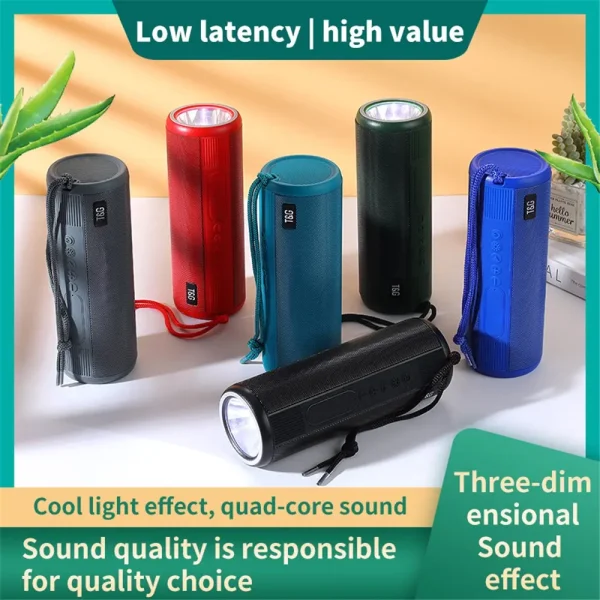 Portable Outdoor Wireless Speaker with 300m LED Flashlight & TWS Stereo Bass