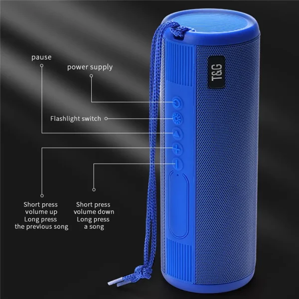Portable Outdoor Wireless Speaker with 300m LED Flashlight & TWS Stereo Bass
