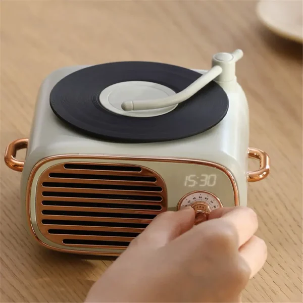Retro Bluetooth Speaker Record Player - Vintage Style Desk Decor with Rotating Vinyl Disc