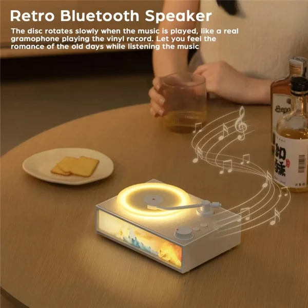Retro Record Player Bluetooth Speaker (1) Retro Record Player Bluetooth Speaker with Built-in Aroma Diffuser & Night Light