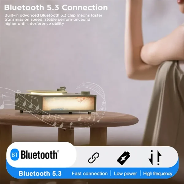 Retro Record Player Bluetooth Speaker (2) Retro Record Player Bluetooth Speaker with Built-in Aroma Diffuser & Night Light