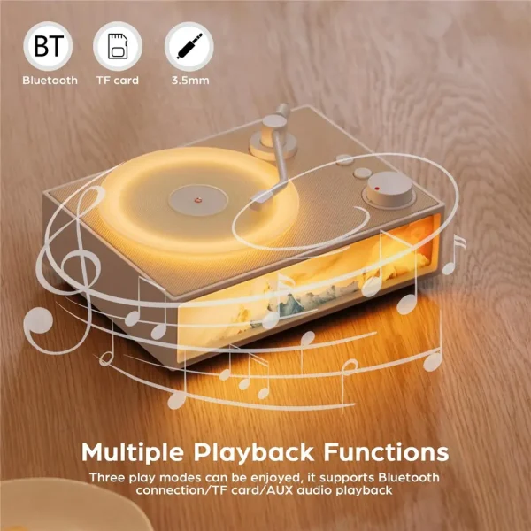 Retro Record Player Bluetooth Speaker (3) (1) Retro Record Player Bluetooth Speaker with Built-in Aroma Diffuser & Night Light