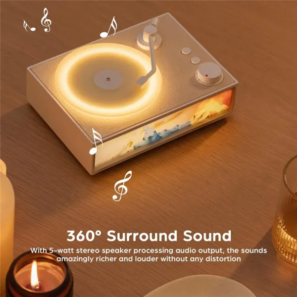 Retro Record Player Bluetooth Speaker (5) Record Player Speaker with Night Light
