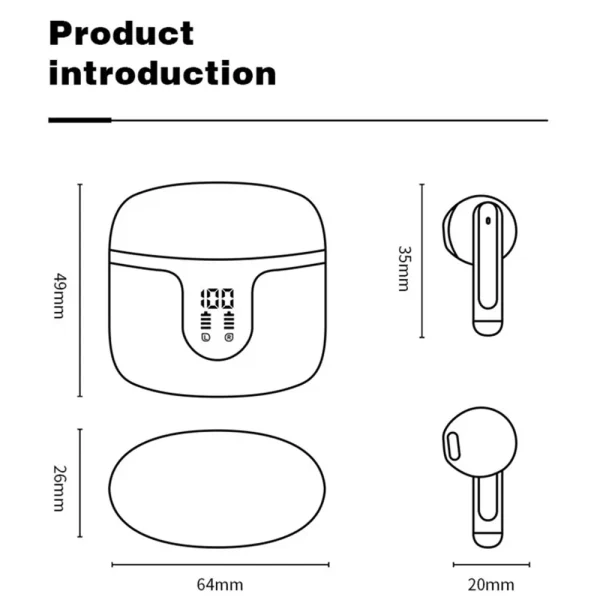 Wireless Earbuds Bluetooth 5.3 with Digital Charging Case, Hi-Fi Stereo & Deep Bass Waterproof Earphones for iPhone & Android