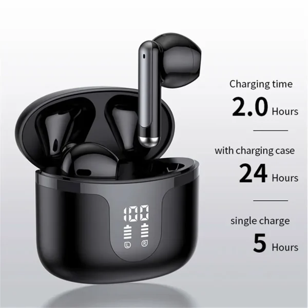Wireless Earbuds Bluetooth 5.3 with Digital Charging Case, Hi-Fi Stereo & Deep Bass Waterproof Earphones for iPhone & Android