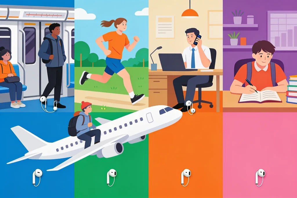 Wireless earbuds use case guide  commuting, sports, work calls, travel, and studying