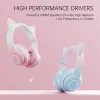 Kids Wireless Cat Ear Headphones with Removable Microphone - RGB LED Bluetooth Gaming & Music Headset