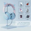 Kids Wireless Cat Ear Headphones with Removable Microphone - RGB LED Bluetooth Gaming & Music Headset