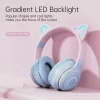 Kids Wireless Cat Ear Headphones with Removable Microphone - RGB LED Bluetooth Gaming & Music Headset