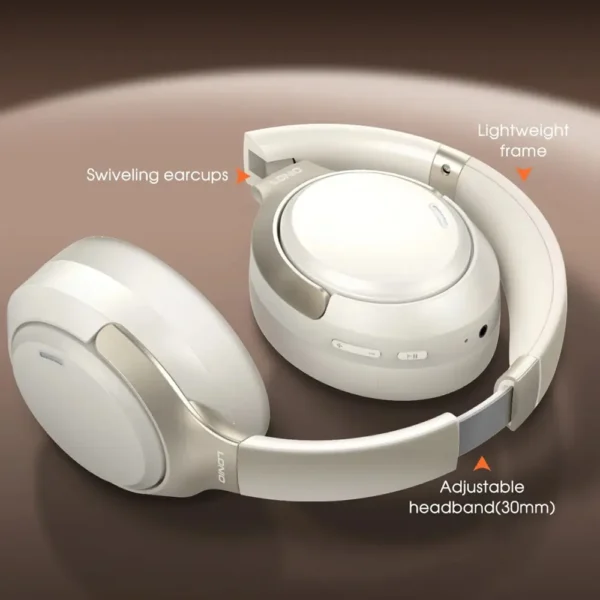 Adjustable padded headband on LDNIO H02 Bluetooth headphones