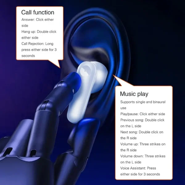 Touch control button on LDNIO T05 wireless earbuds