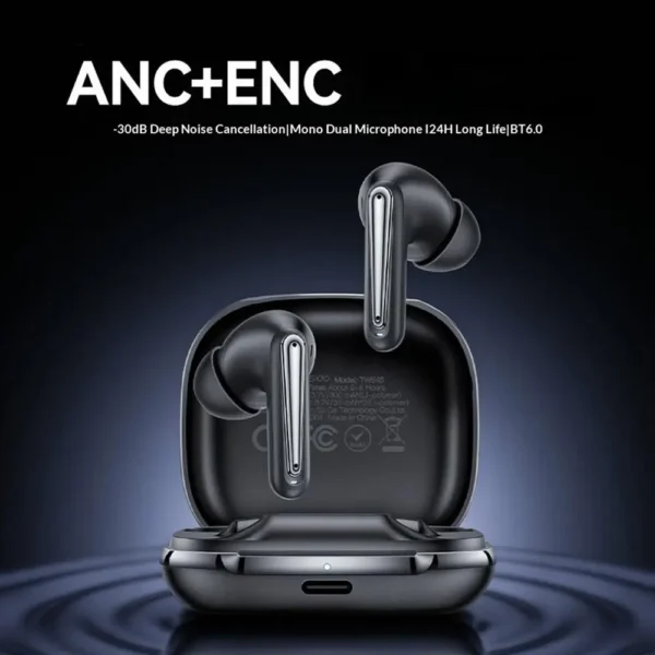 YESIDO TWS45 white ANC wireless earbuds with charging case