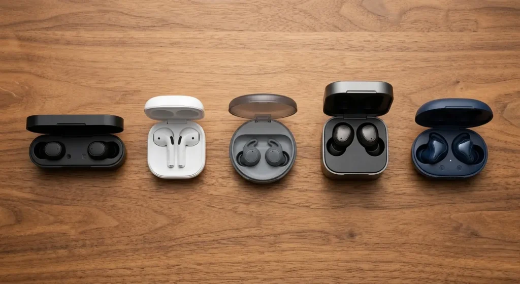 Comparison of wireless earbuds charging cases with long battery life
