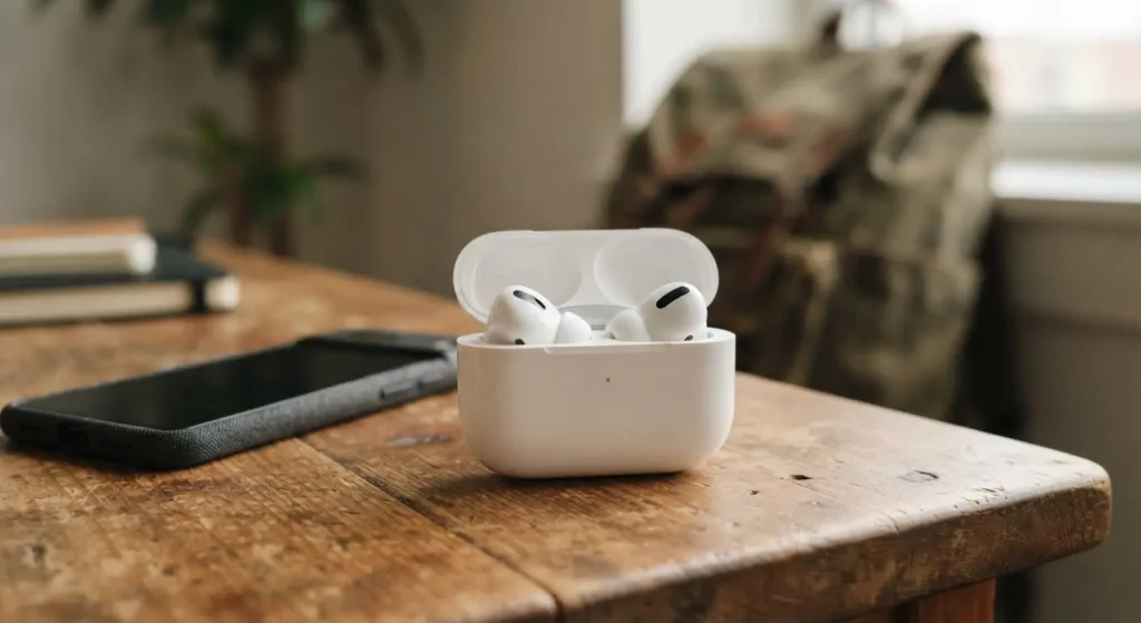 College student using noise cancelling headphones in dorm room