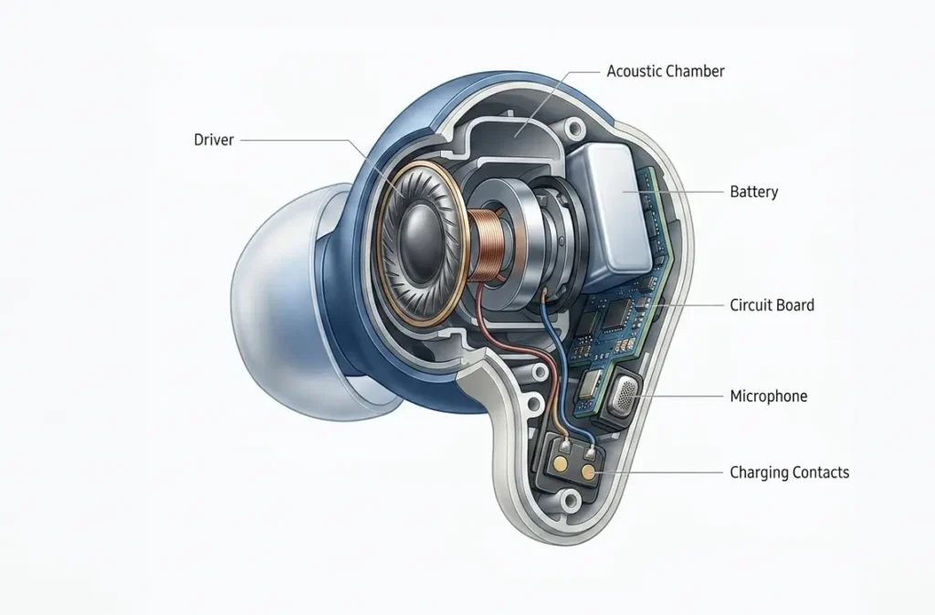 earbud driver and ANC components diagram