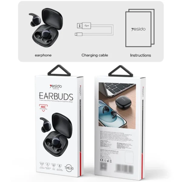 YESIDO TWS30 ANC Wireless Earbuds with Bluetooth 5.3 & Deep Bass Sound