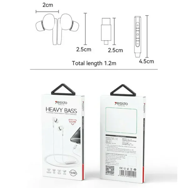 YESIDO Premium USB-C Wired Earphones with HD Mic