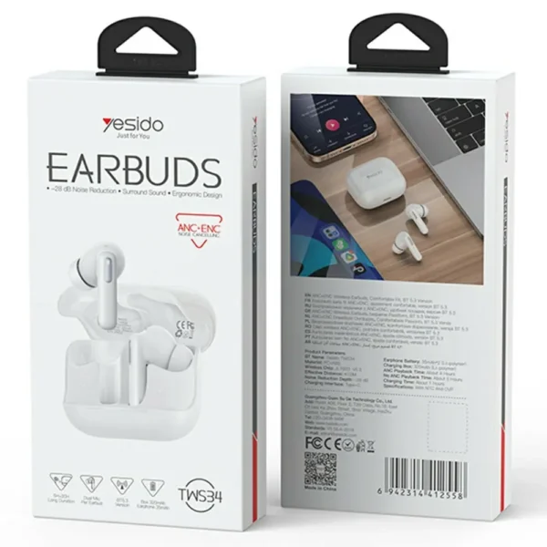 YESIDO TWS34 Wireless Earbuds with ANC+ENC & Bluetooth 5.3
